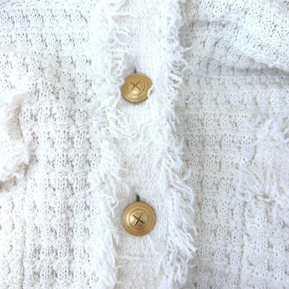 ME+EM Longline Boucle Knit Jacket Lady Jacket Cream Ecru Ivory 8 Cotton - Picture 6 of 10